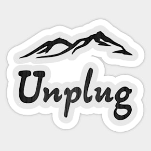 Unplug Minimalist Mountain Range Design With Wood Texture Sticker